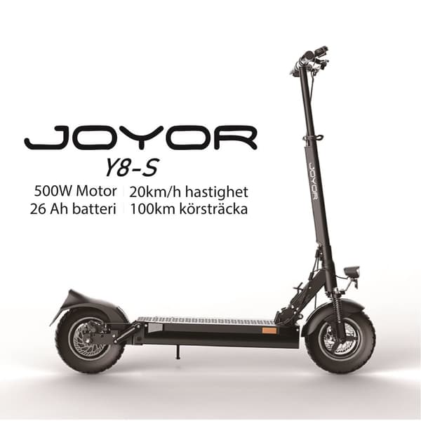 JOYOR Y8-S 500W motor, 48V 26Ah batteri, 10-tums däck, maxhastighet 20 km/h, räckvidd 100 km