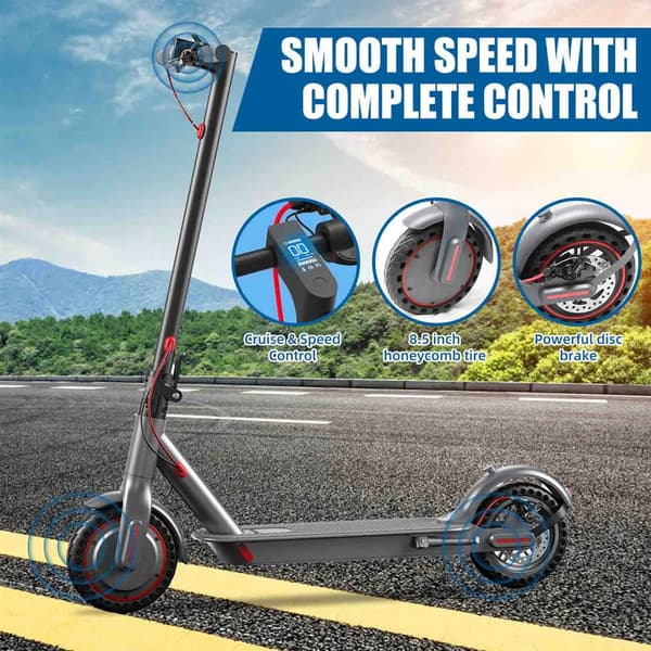 Lamtier T4 PRO 8,5 tuuman kokoontaitettava sähköpotkulauta, 350 W moottori, 25 km/h, 10,4 Ah akku, 30 km toimintasäde, Bluetooth-sovellustuki