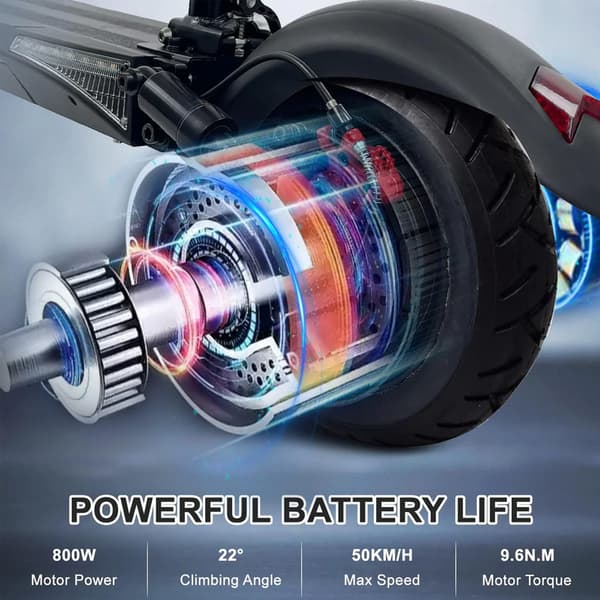 Lamtier HVD-3 Taittuva Sähköpotkulauta, 800 W Moottori, 45 Km/h Huippunopeus, 15 Ah Akku, 45-50 km/h Maksimi Kesto, Satulan kanssa