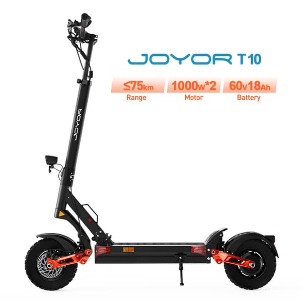 JOYOR T10 10'' hopfällbar elsparkcykel, 2000W motor, upp till: 60 km/h, 18Ah batteri, maximal räckvidd 30-75 km, hydraulisk broms