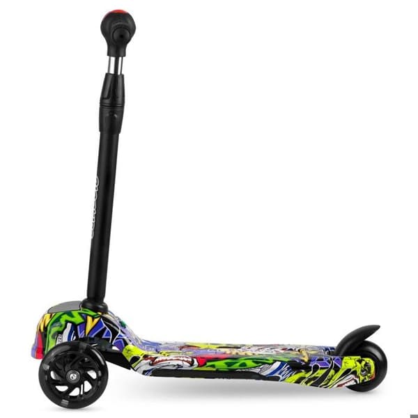 Trottinette 3 hjul - Ricokids - Piko - Svart med färgglada mönster - Justerbart handtag - Max belastning 35 kg