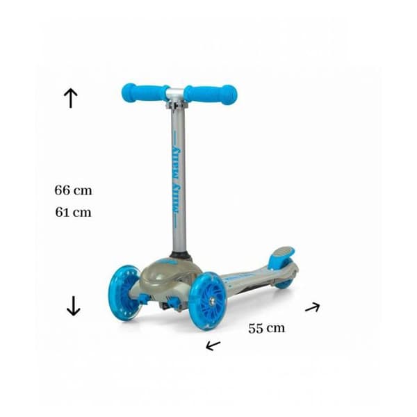 Trottinette - Milly Mally - Zapp - 3 hjul - Grå - Fällbar med LED