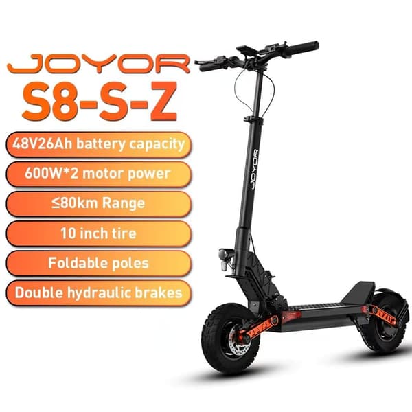 JOYOR S8-S-Z sähköpotkulauta aikuisille 1200W moottori 48V26AH akku taitettava sähköpotkulauta 10" maastossa käytettävä ilmarenkainen sähköpotkulauta