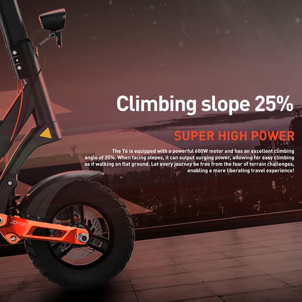 JOYOR T6 Elscooter För Vuxna 600W Motor 48V18AH Batteri Hopfällbar Elscooter 10 Tums Terrängdäck Stadsscooter