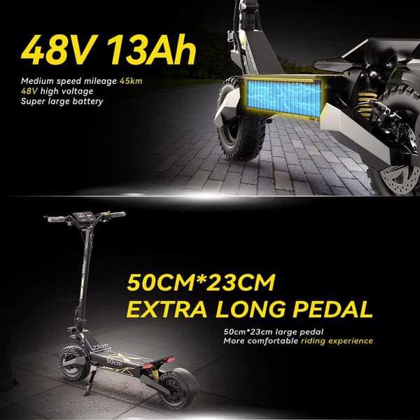 OOTD T10 11'' hopfällbar elcykel, topp 900W motor, 13AH batteri, upp till 50 km/h, terränggående elscooter