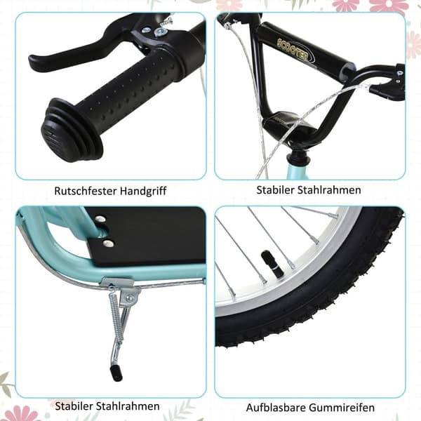 Børnescooter, Kinderroller Scooter, 139x58x90-96 cm, Lyseblå