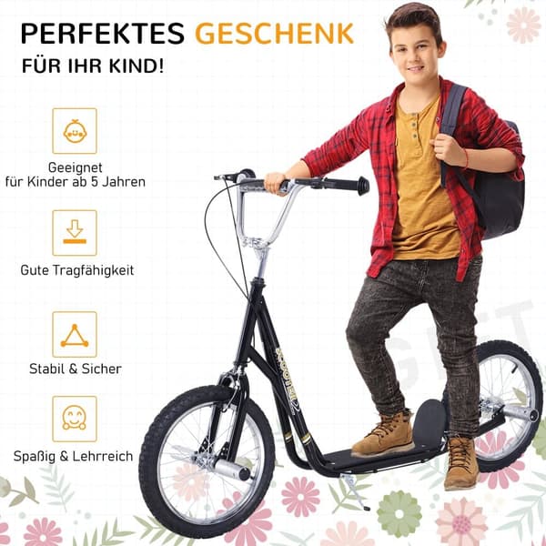 Sparkcykel, 143x58x92-100 cm, Svart