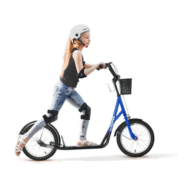 Scooter, Børnescooter, 139x58x90-96 cm, Blå+Sort