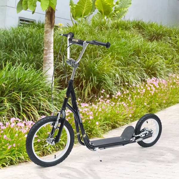 Scooter, Børnescooter 16 tommer, 135x58x92-100 cm, Sort