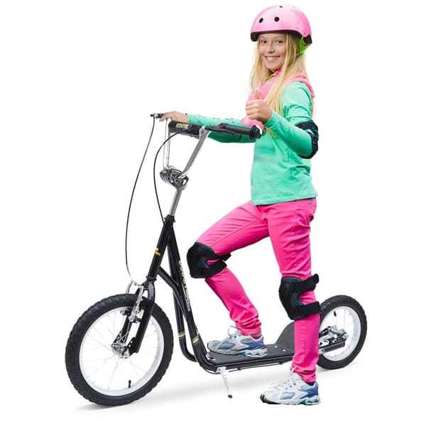 Scooter, Børnescooter 16 tommer, 135x58x92-100 cm, Sort