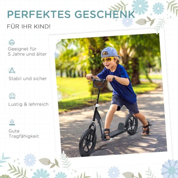 Sparkcykel, Kinderroller, 120x52x80-88 cm, Svart