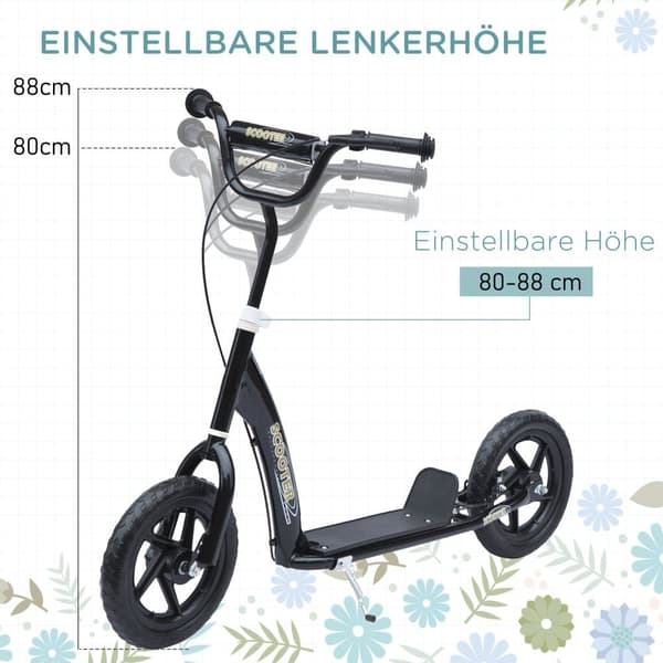 Sparkcykel, Kinderroller, 120x52x80-88 cm, Svart