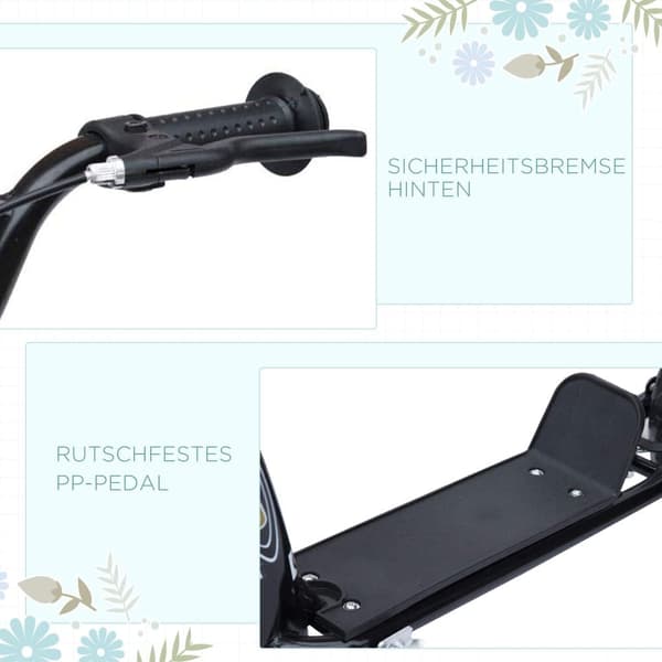 Sparkcykel, Kinderroller, 120x52x80-88 cm, Svart