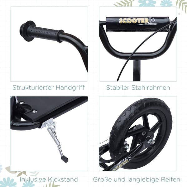 Sparkcykel, Kinderroller, 120x52x80-88 cm, Svart
