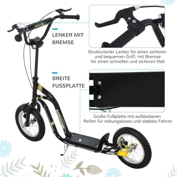 Sparkcykel, Barnsparkcykel, 120x58x85-95 cm, Svart
