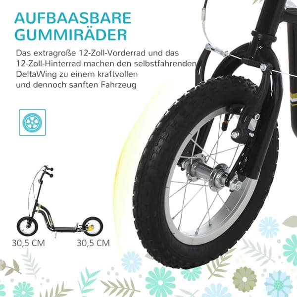 Sparkcykel, Barnsparkcykel, 120x58x85-95 cm, Svart
