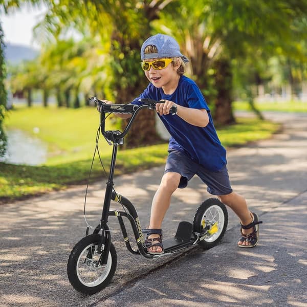 Sparkcykel, Barnsparkcykel, 120x58x85-95 cm, Svart