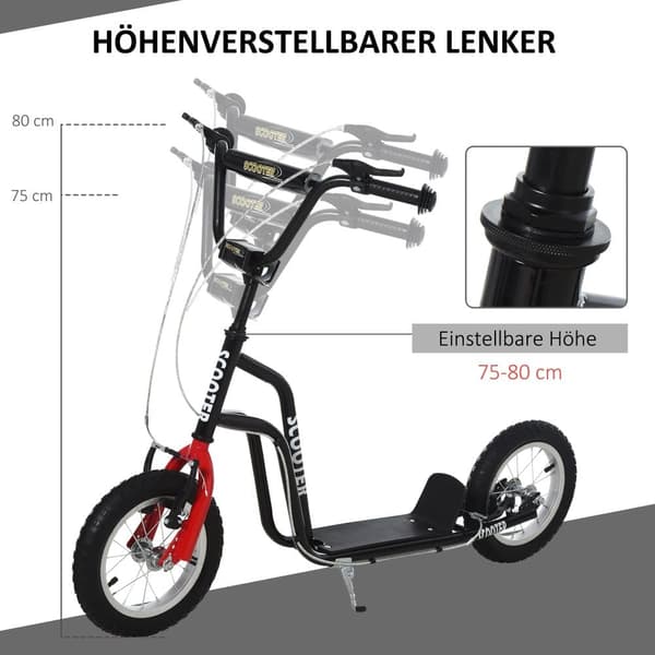 Sparkcykel, Barnsparkcykel, 120x58x75-80 cm, Svart