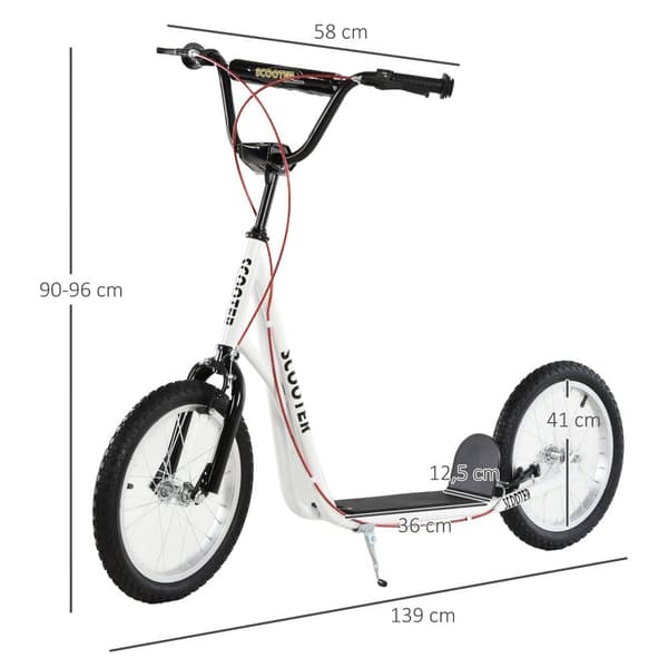 Sparkcykel, 139x58x90-96 cm, Vit