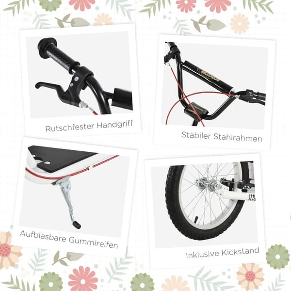 Sparkcykel, 139x58x90-96 cm, Vit