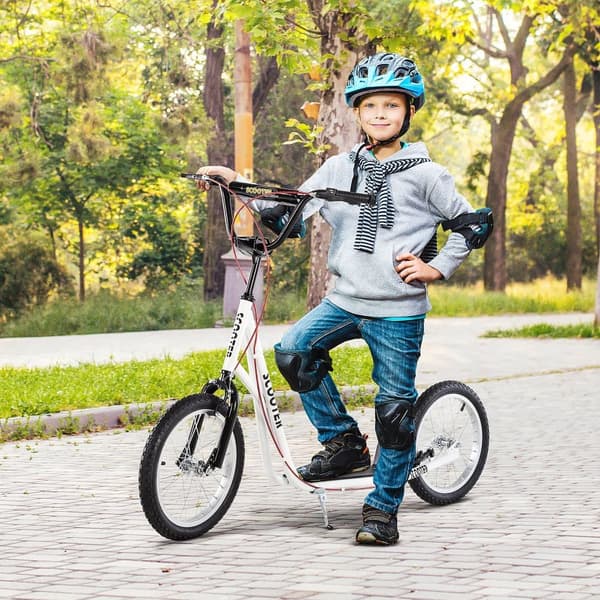 Sparkcykel, 139x58x90-96 cm, Vit