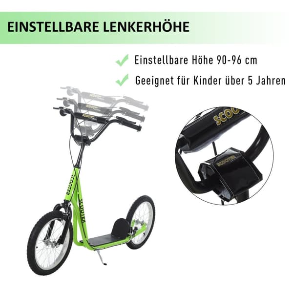 Sparkcykel, 139x58x90-96 cm, Grön