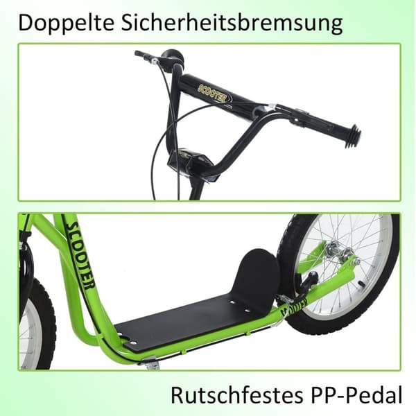 Sparkcykel, 139x58x90-96 cm, Grön