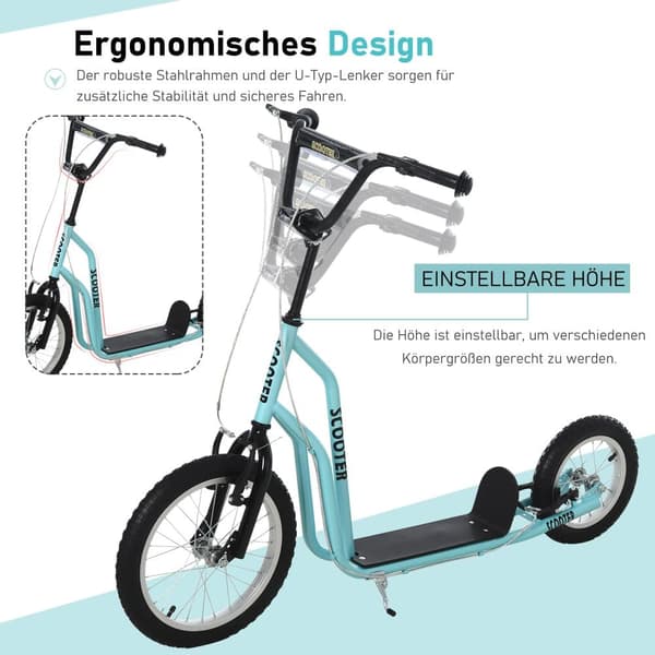 Scooter, Rulleskøjte, 135x58x88-94 cm, Blå