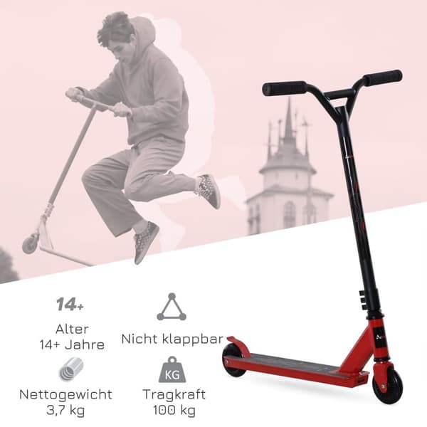 Stunt Scooter, Pro, 68x47.2x86 cm, Rød