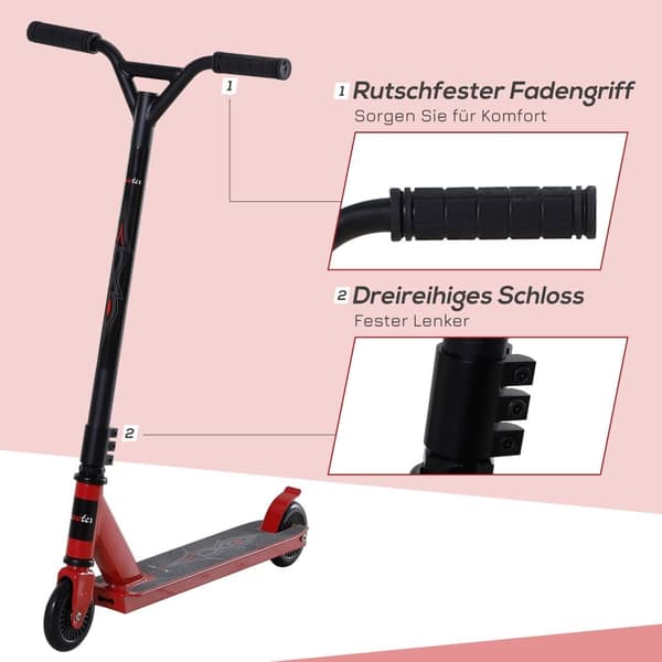 Stunt Scooter, Pro, 68x47.2x86 cm, Rød