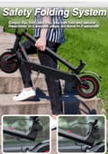 Pikkukuva 7 / 11: Lamtier T10 Pro 10'' taittuva sähköpotkulauta, 350 W moottori, 10,4 Ah akku, etuveto, etu- ja takaiskunvaimentimet, Bluetooth-tuki
