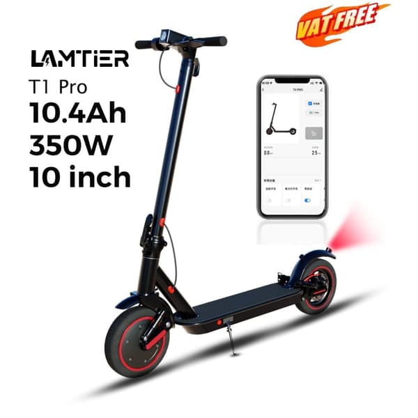 Lamtier T10 Pro 10'' taittuva sähköpotkulauta, 350 W moottori, 10,4 Ah akku, etuveto, etu- ja takaiskunvaimentimet, Bluetooth-tuki