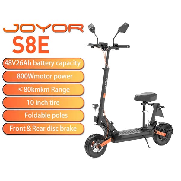 JOYOR S8E Aikuisille Sähköpotkulauta 800W Moottori 48V26AH Akku Sähköpotkulauta 10 Tuuman Maastorenkaat Kaupunkiin Työmatkalle Skootteri