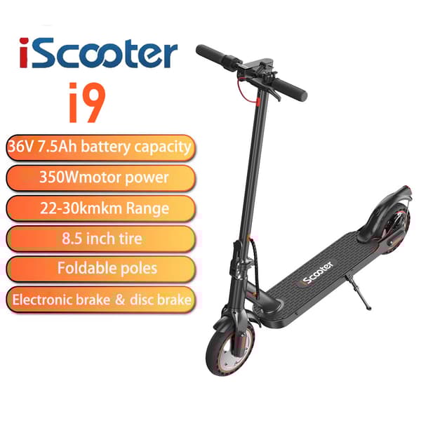 iScooter i9 Sähköpotkulauta Aikuisille 350W Moottori 36V 7,5 Ah Akku Kaupunkimatkalle Sähköpotkulauta 8,5 Tuuman Maastorenkailla