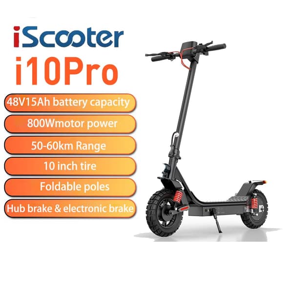 iScooter i10Pro Sähköpotkulauta Aikuisille 800W Moottori 48V15Ah Akku Taitettava Sähköpotkulauta 10 Tuuman Rengas Kaupunki-Ja Lähiliikennekäyttöön