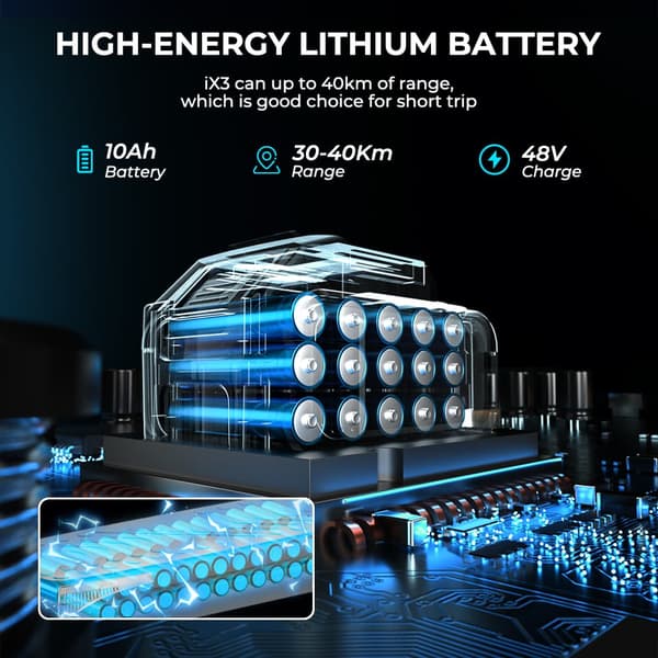 iScooter iX3 Sähköpotkulauta Aikuisille 800W Moottori 48V10Ah Akku Taitettava Sähköpotkulauta 10" Maastorengas Kaupunki- Ja Lähiliikennekäyttöön