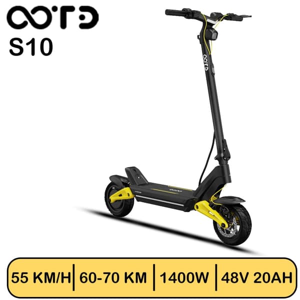 OOTD S10 10'' täysjousitettu sähköpotkulauta, 1400 W moottori, 55 km/h, 20 Ah akku, toimintasäde 60–70 km, vilkku