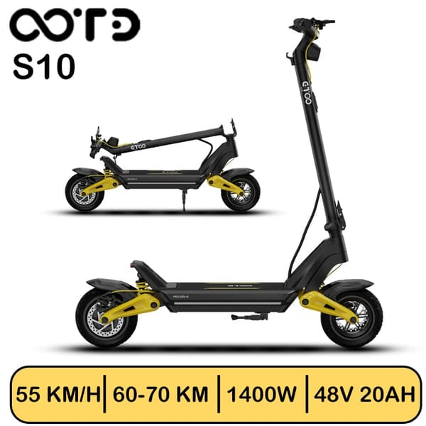 OOTD S10 1400W sähköpotkulauta, 20AH akku, jopa 55 km/h nopeus, 60-70 tuntia akunkestoa, etu- ja takaiskunvaimentimet