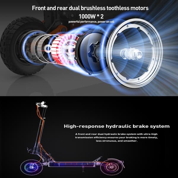 JOYOR S10-S-Z 10'' maastoon sopiva sähköpotkulauta, 2000 W moottori, 18 Ah akku, 60 km/h, toimintasäde 40–75 km