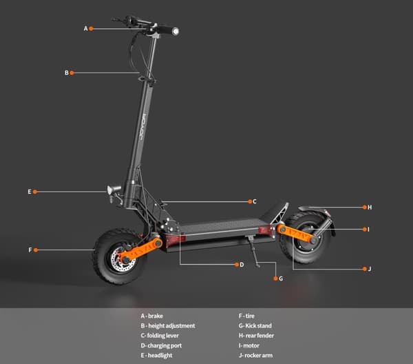 JOYOR S10-S-Z 10'' maastoon sopiva sähköpotkulauta, 2000 W moottori, 18 Ah akku, 60 km/h, toimintasäde 40–75 km