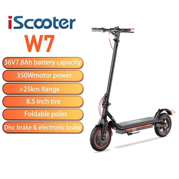 iScooter W7 Sähköpotkulauta Aikuisille 350W Moottori 36V7,8Ah Akku Taitettava Sähköpotkulauta 8,5 Tuuman Renkaat Kaupunki- Ja Lähiliikennekäyttöön
