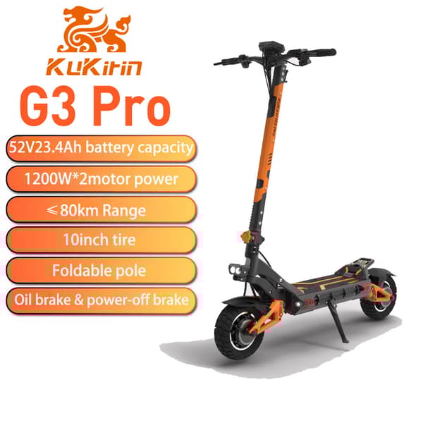 KuKirin G3Pro Sähköpotkulauta Aikuisille 1200W*2 Moottorilla, Maastoon Sopiva Sähköpotkulauta, 10 Tuuman Rengas, 52 V23,4 Ah Akku, Sähköpotkulauta