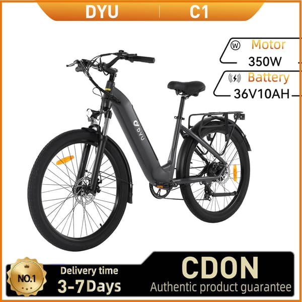 DYU C1 Sähköpyörä Aikuisille 350W Sähköpyörä 36V10 Ah Akulla, Sähköpyörä 26 Tuuman Renkaalla, Kaupunkiin ja Työmatkoihin