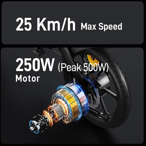 DYU A16 Elcykel För Vuxna 250W Motor Elcykel 36V10Ah Batteri Elcykel 16-Tums Däck Stadspendling Elcykel