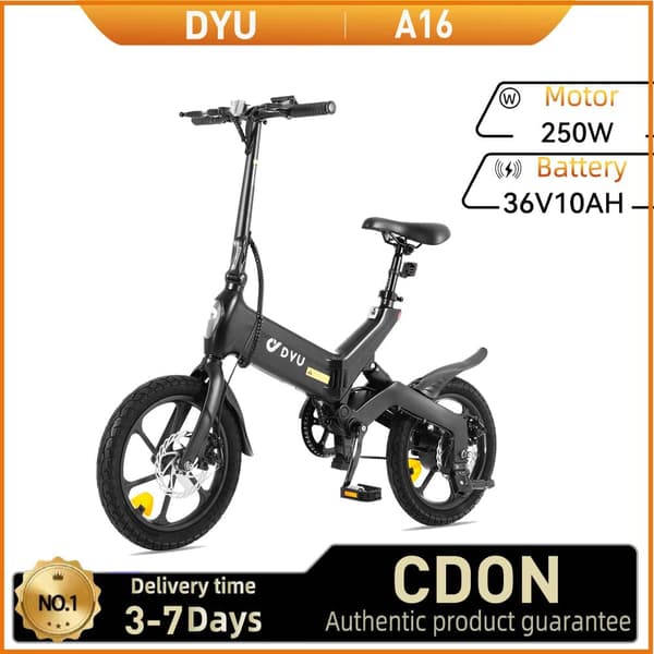 DYU A16 Elcykel För Vuxna 250W Motor Elcykel 36V10Ah Batteri Elcykel 16-Tums Däck Stadspendling Elcykel