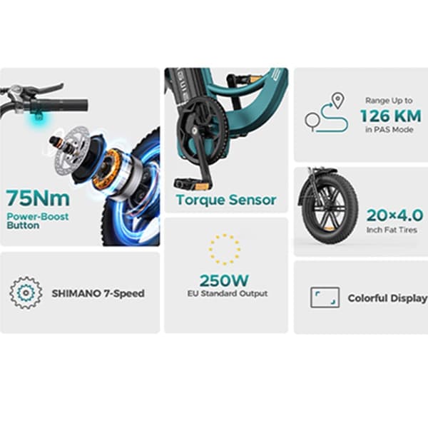 ENGWE L20 BOOST Elcykel För Vuxna 250W Motor Elcykel 48V13AH Batteri Elcykel För Stadspendling 20 Tum Elcykel Med Feta Däck