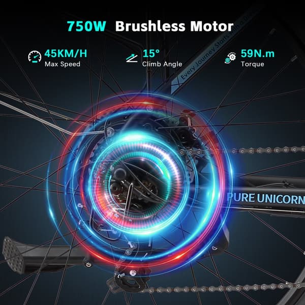 PURE UNICORN U3 Aikuisten Sähköpyörän Moottori Miehille 48V12.8Ah Akku EBike 750W Sähköpyörä 29 Tuuman Rengas Miesten Sähkömaastopyörä
