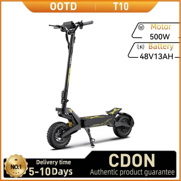 OOTD T10 City -Sähköpotkulauta 500W Aikuisille tarkoitettu Sähköpotkulauta, 11 Tuuman rengas, 48 V,13 Ah Akku, Kokoontaitettava Sähköpotkulauta