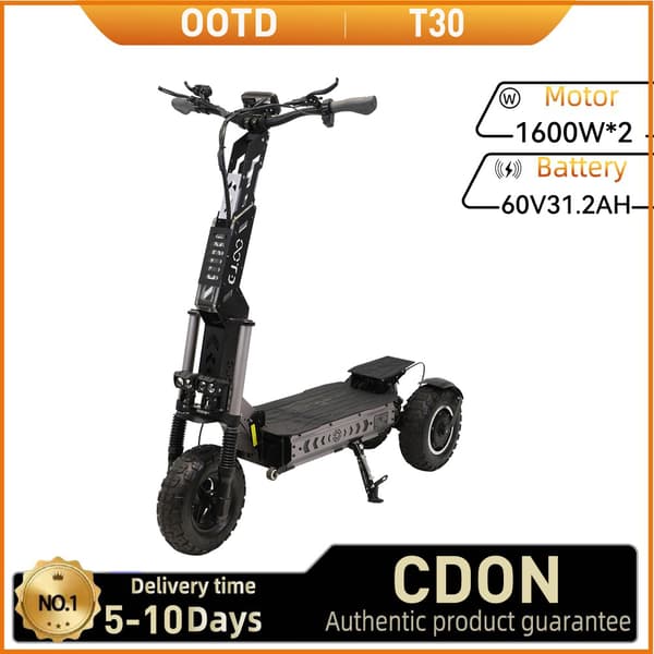 OOTD T30 Aikuisille Tarkoitettu Sähköpotkulauta 1600W*2 Sähköpotkulauta 60V31,2 Ah Akulla, Maastoon Sopiva Sähköpotkulauta 13 Tuuman Maastorenkaalla