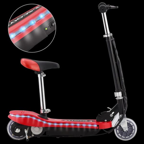 Sparkcykel med sits och LEDs för barn 120 W röd